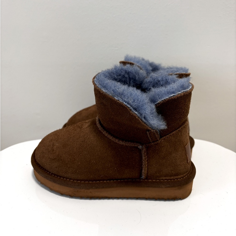 Waterproof Cowhide and Wool Contrast Color Snow Boots